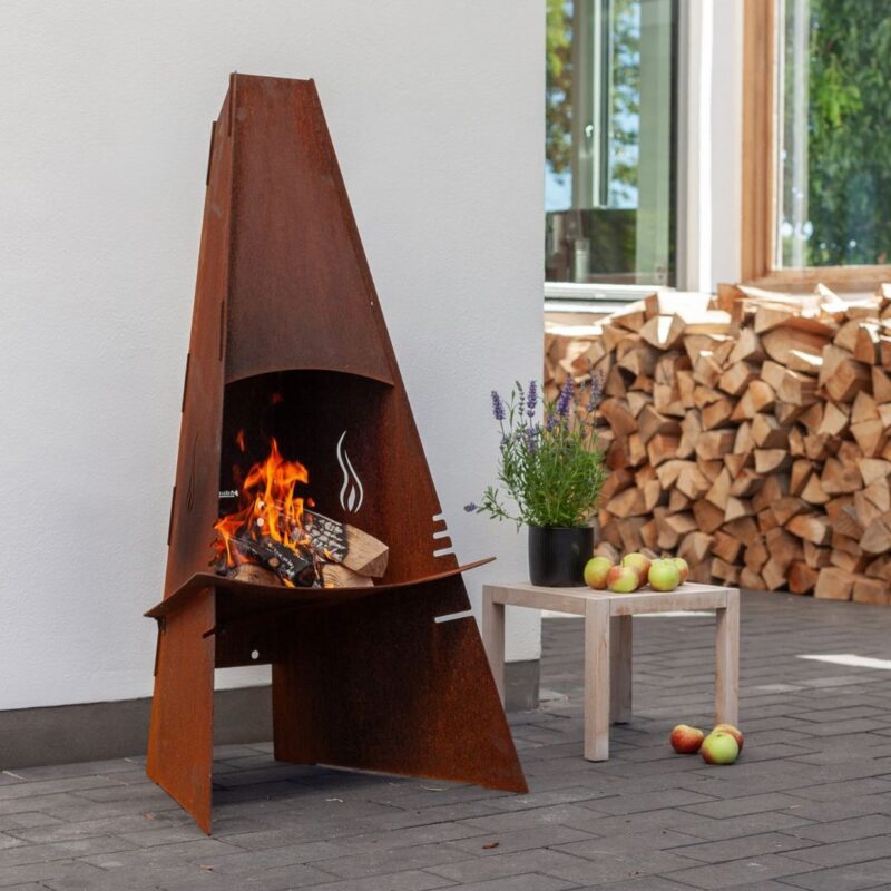 Feuerstelle Gartenkamin aus Cortenstahl – Bild 4