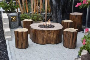 Gas Feuerstelle Manchester Set Holzoptik – Feuertische Produktbild