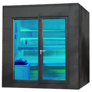 Gartensauna mit Bio-Kombiofen im Top-Design 2100mm x 2100mm – Gartensauna Produktbild