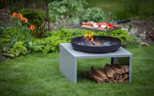 Feuerschale Moderne Silber mit Grillfunktion – Feuerstellen & Feuerschalen Produktbild